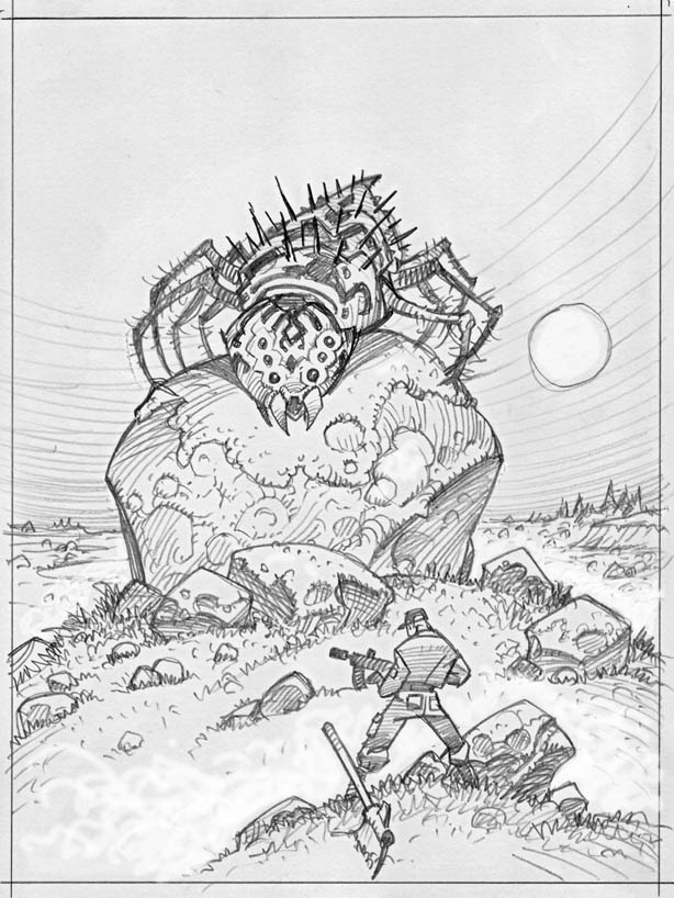 Rough préparatoire de l'Arachniet par Philippe Caza