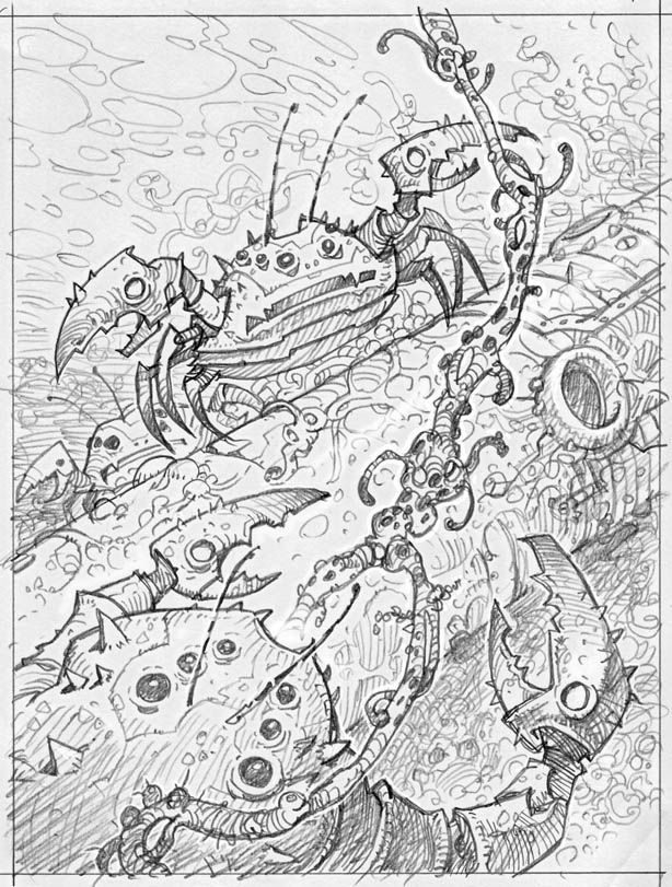 Rough préparatoire de Crabouill par Philippe Caza